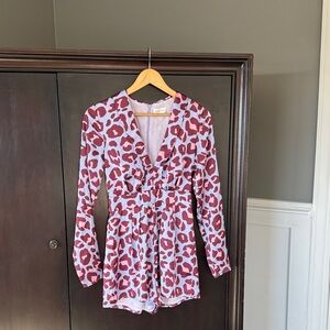 Lovers + Friends Pink and White Romper